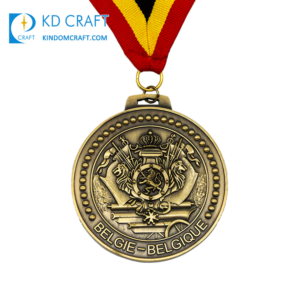 Custom metal 3D shape medal brass plated religious medal