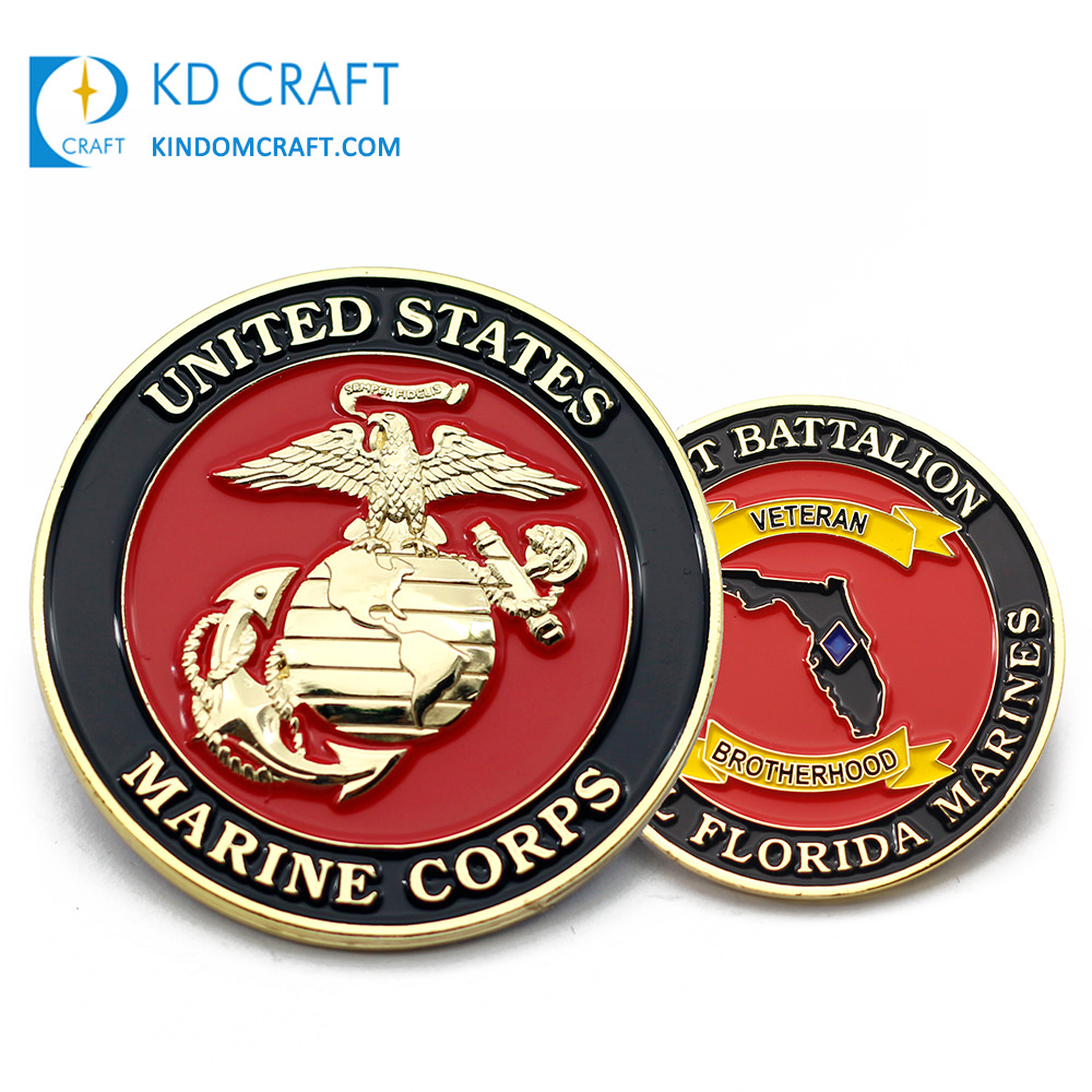 Custom metal 3d enamel navy marine corps challenge coin