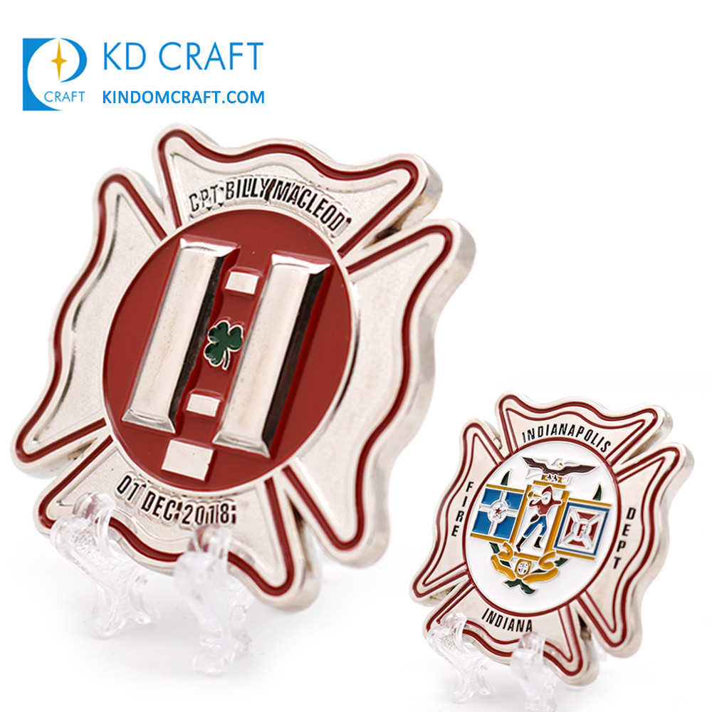 Custom embossed 3d soft enamel fire dept challenge coin