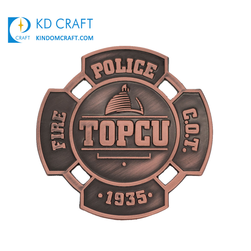 Custom metal embossed 3d soft enamel fire fighter challenge coin