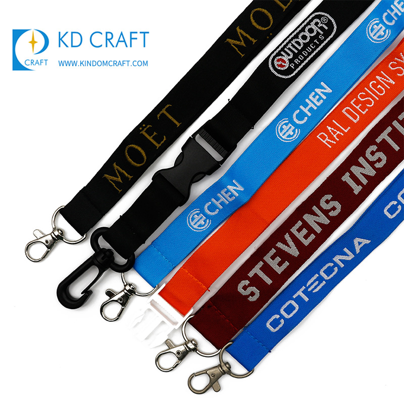 Custom polyester detachable jacquard logo woven embroidered lanyard