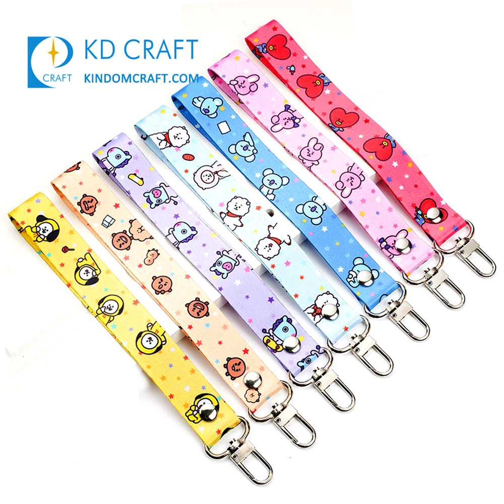 Custom sublimation printing cute anime cartoon short keychain lanyard