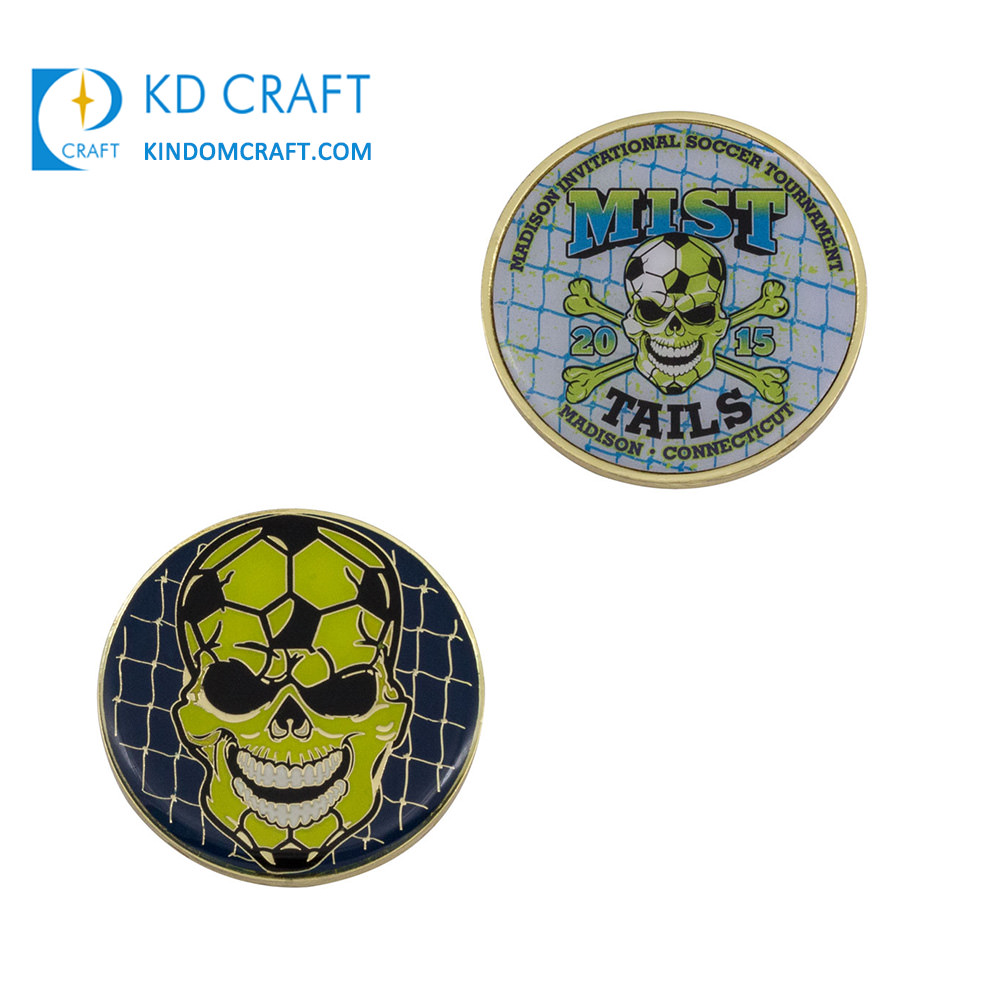 Metal zinc alloy team sport enamel coin custom soccer challenge coin