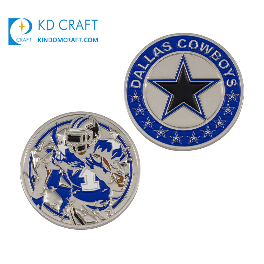 Silver Plated soft enamel sports custom hockey challenge coin