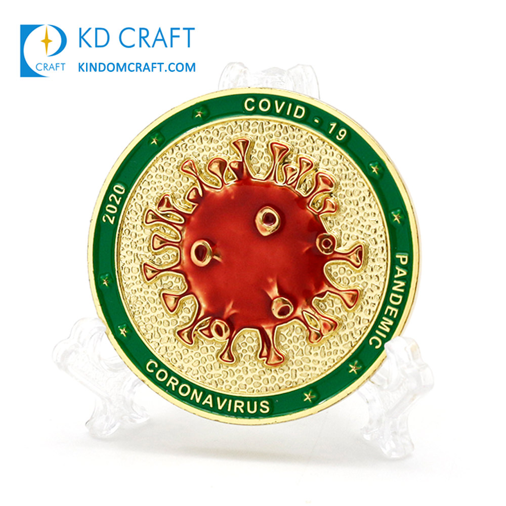 Zinc Alloy 3D soft enamel social distance custom covid-19 challenge coin