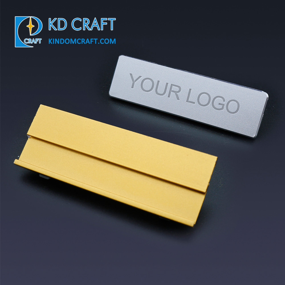 Custom Embossed logo bright metal name badge name tag