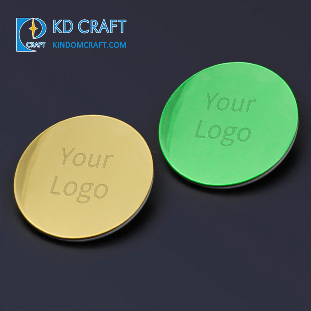 Custom Embossed logo bright metal circle shape name badge name tag