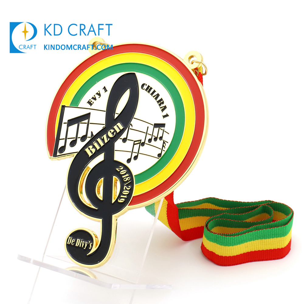 Custom metal 3D shape medal soft enamel music medal