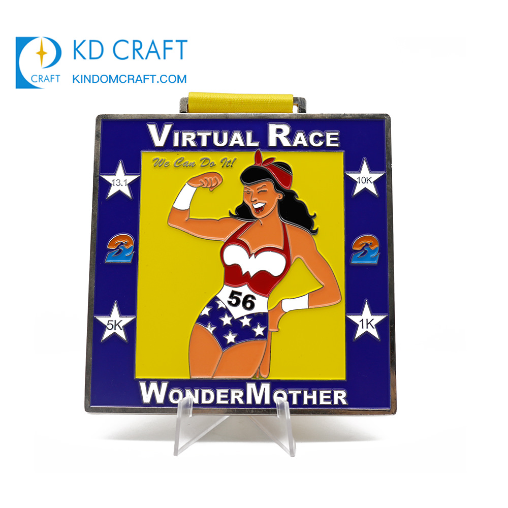 Custom metal medal soft enamel running festival virtual run medal