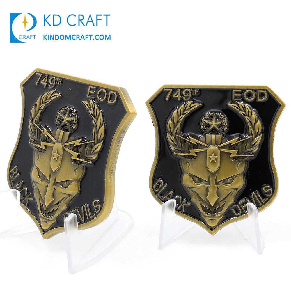 Custom coin metal military style enamel EOD challenge coins